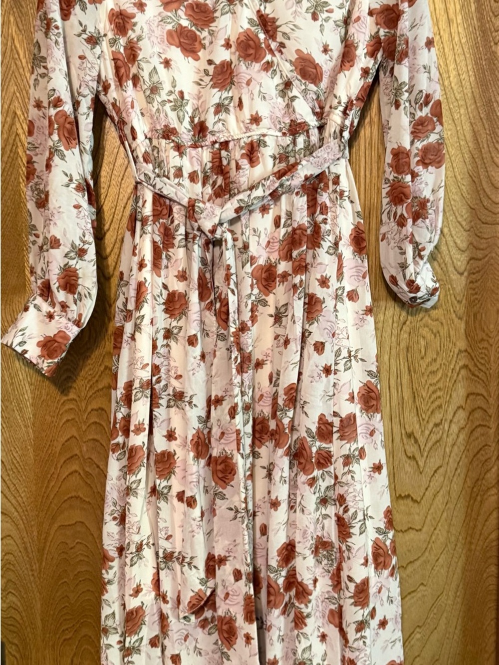Indigo Blue Cream Maxi Dress with Rust Rose Print